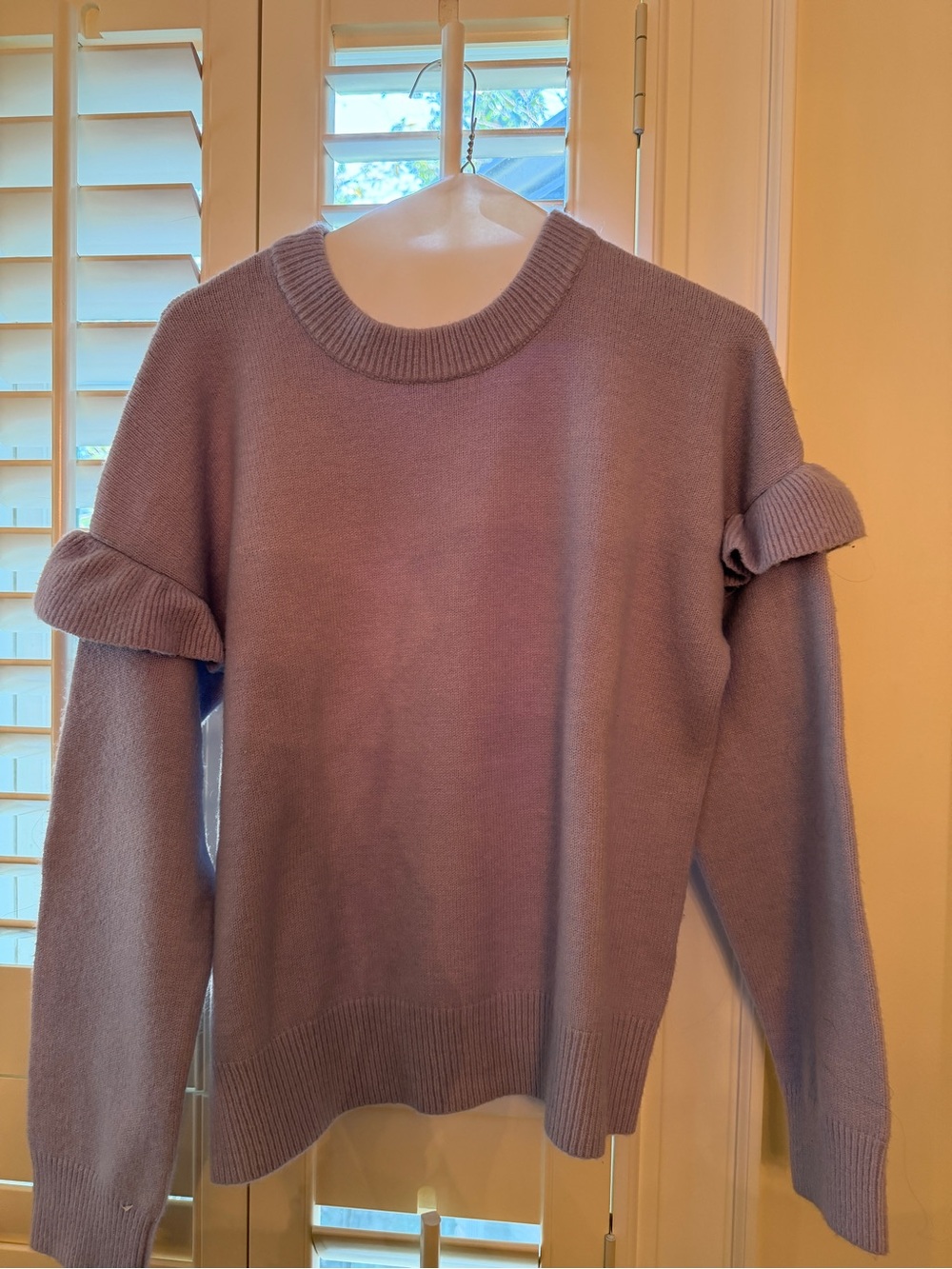 THML Lilac Ruffle Sleeve Crewneck Sweater